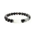 "Reynisfjara Beach" White Moonlight, Gray Moonlight, Silver Obsidian Bracelet - Cool and Refreshing Natural Crystal