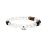 "Little Elephant Molly" White Crystal, Smoky Quartz, Agate Bracelet with a Cool Feel, 925 Silver, Natural